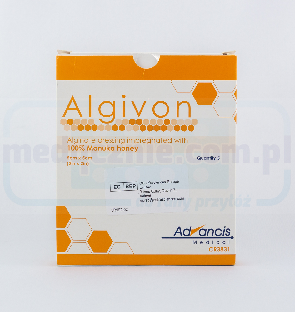 Algivon 5*5cm medicazione in alginato con miele di Manuka 1pc