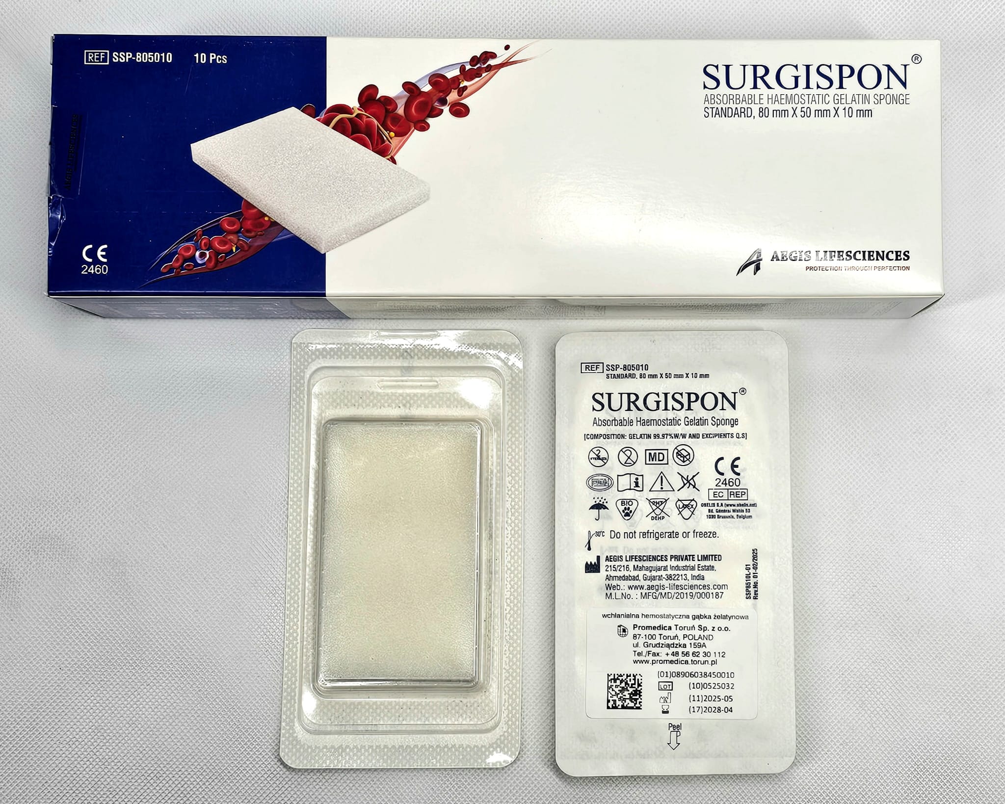 Surgispon 8cm* 5cm* 1cm 1pc spugna di gelatina con effetto emostatico