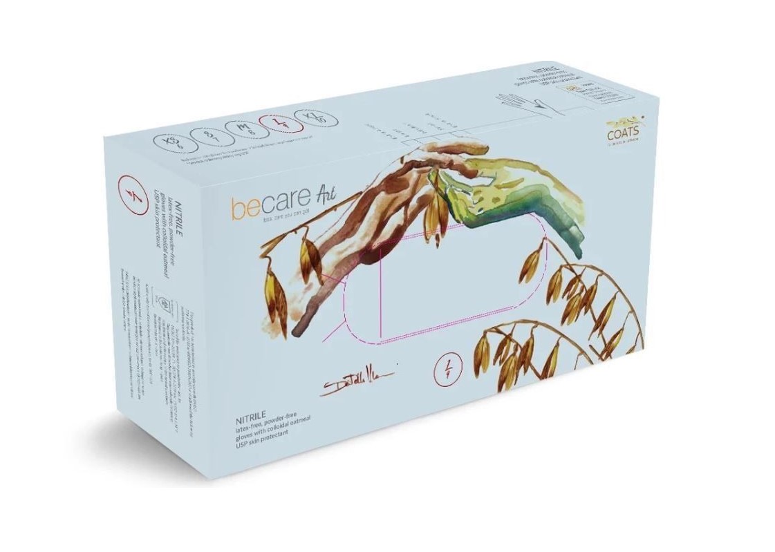 BECARE L 200 pezzi di guanti in nitrile con farina d'avena
