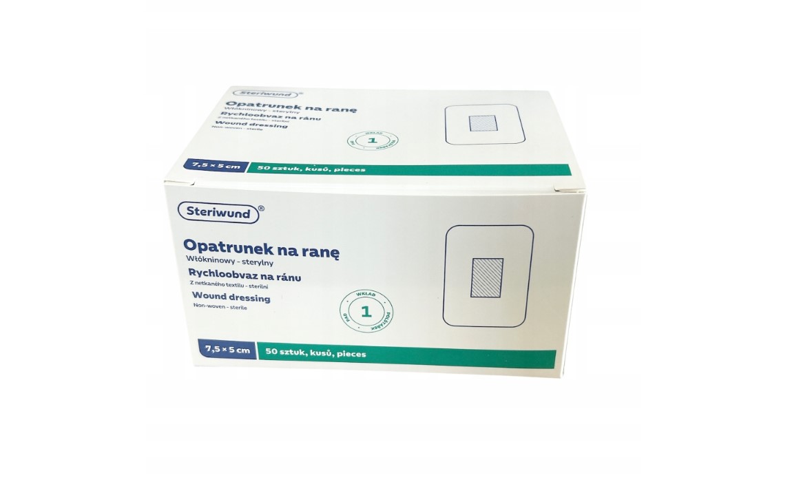 Medicazione con tampone assorbente STERIWUND 7,5 cm x 5 cm 50 pz.