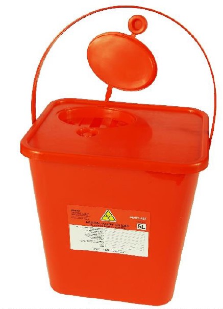 Cestino per rifiuti medici 5L rettangolare 1pc