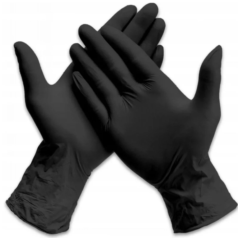 Guanti in nitrile nero L 100 pezzi senza polvere