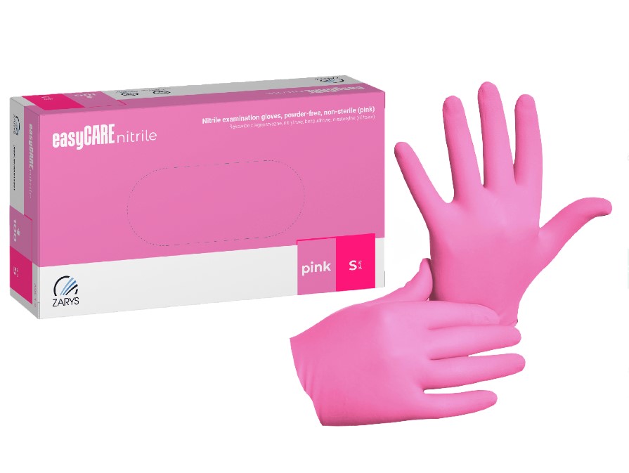 Rosa S 100 pezzi guanti in nitrile senza polvere EasyCare