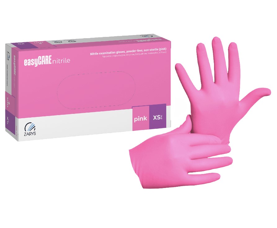 Rosa XS 100 pezzi di guanti in nitrile senza polvere EasyCare