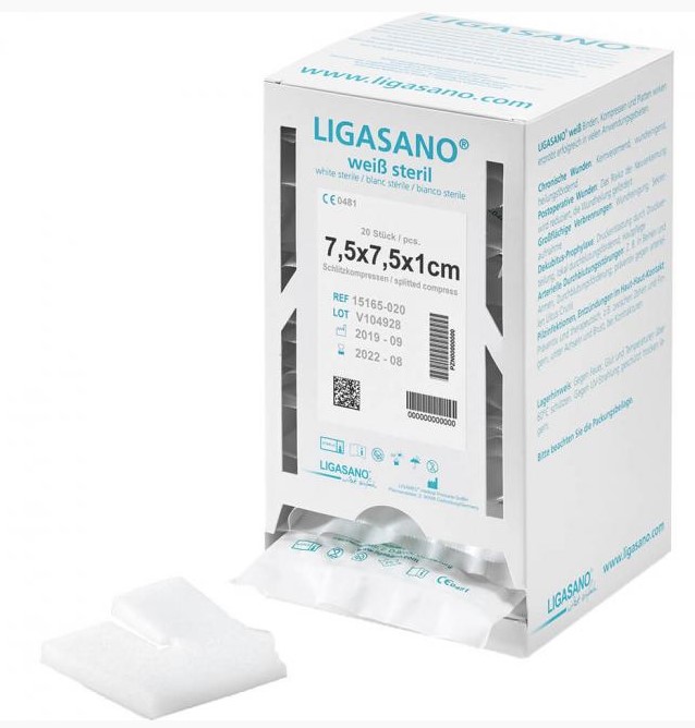 Ligasano weiß steril 7,5x7,5x1cm 1pc