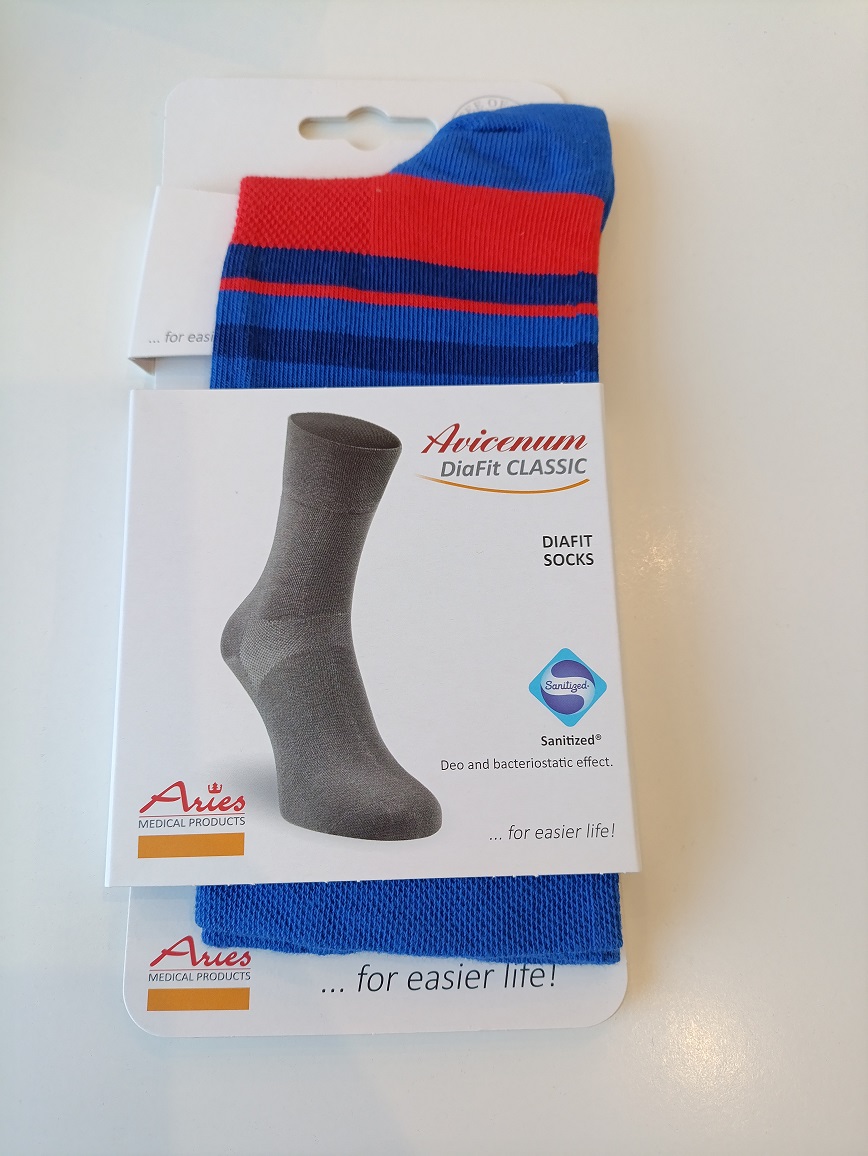 Calze per diabetici Avicenum DiaFit CLASSIC taglia 36-39 paio 5030 blu scuro/rosso