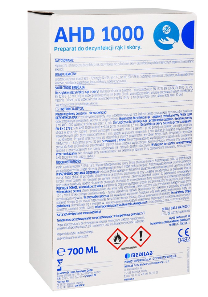 AHD 1000 700ml Sterisol per la disinfezione delle mani