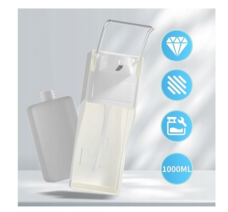 Dispenser a gomito per disinfettante liquido/gel o sapone, montaggio a parete capacità 1L - immagine 3