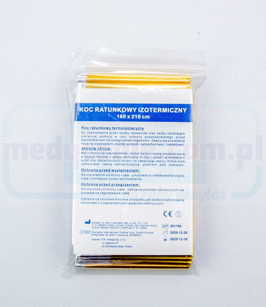 Coperta di emergenza 160x210cm argento-oro