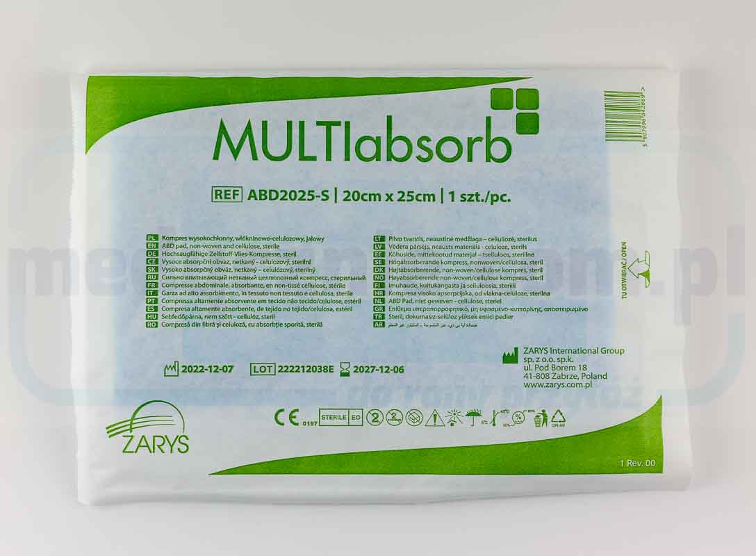MULTIabsorb S 20cm x 25cm 1pc altamente assorbente; compressa di cellulosa non tessuta, sterile