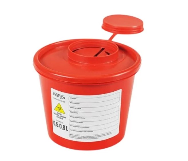 Contenitore per rifiuti medici 0,7L rotondo 1pc