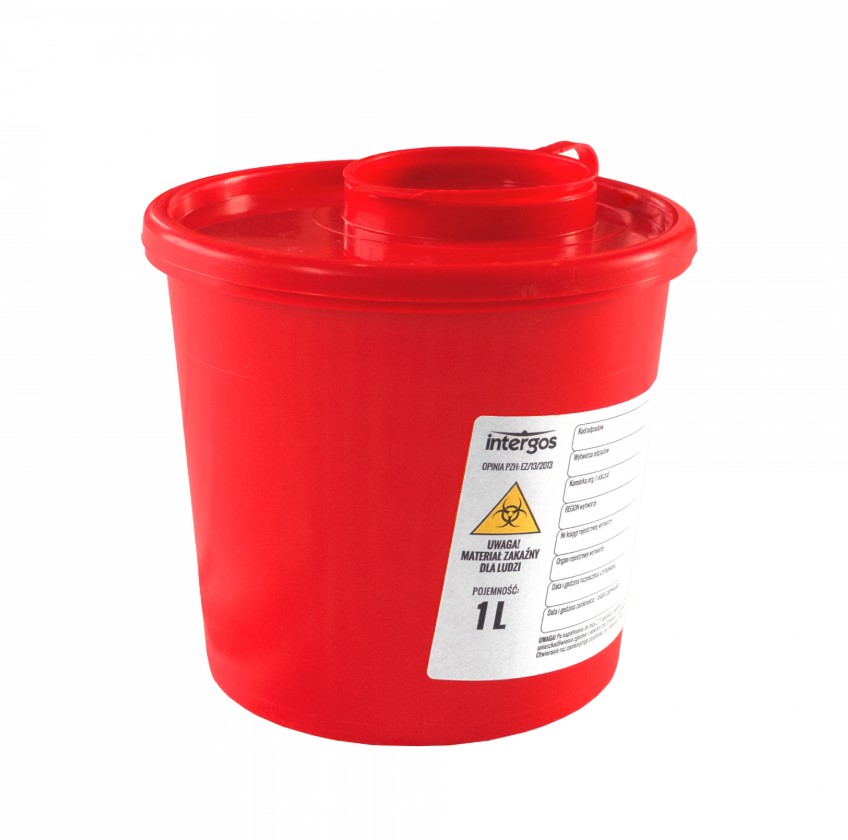 Contenitore per rifiuti medici 1L rotondo 1pc
