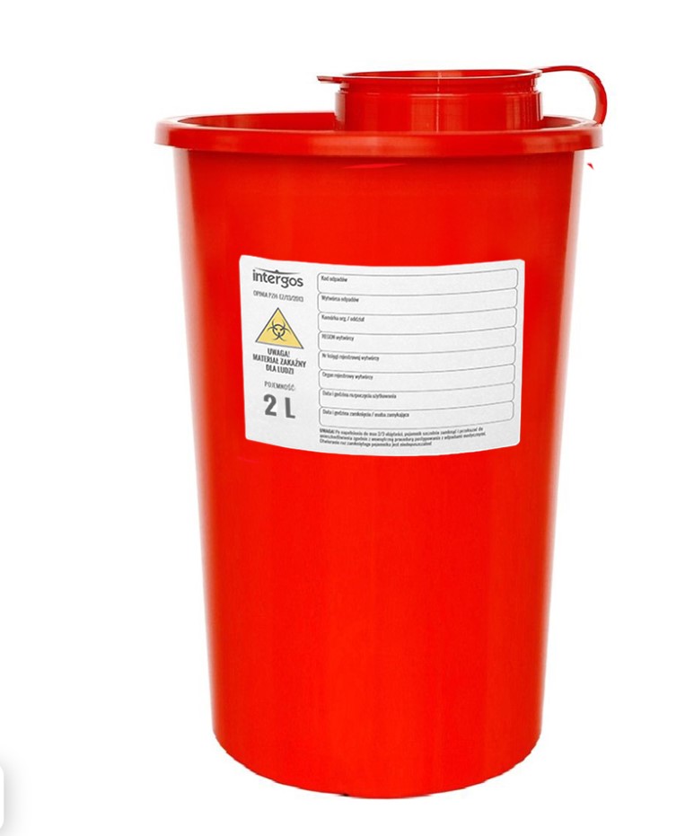 Contenitore per rifiuti medici 2L rotondo alto 1pc